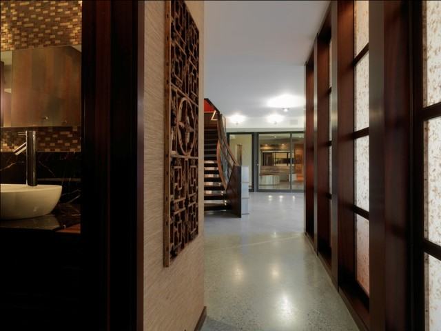 Quaker Bluff Residence rustic-hallway-and-landing