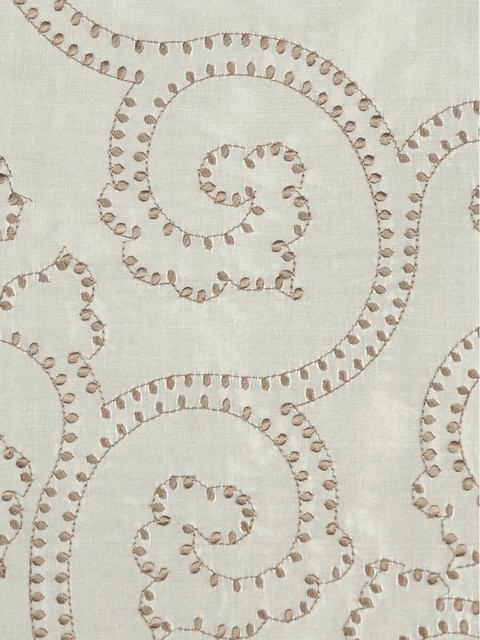 Scroll Custom Made Embroidered Dupioni Silk Curtains