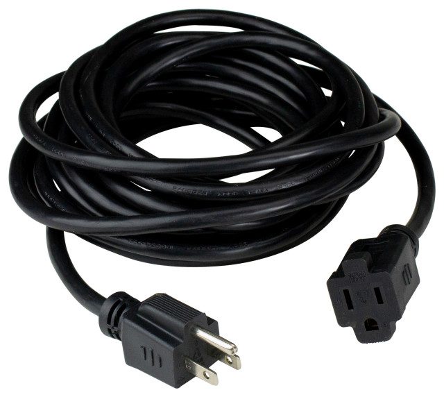 40' Black 3Prong Medium Duty Commercial Extension Power Cord Modern Extension Cords And