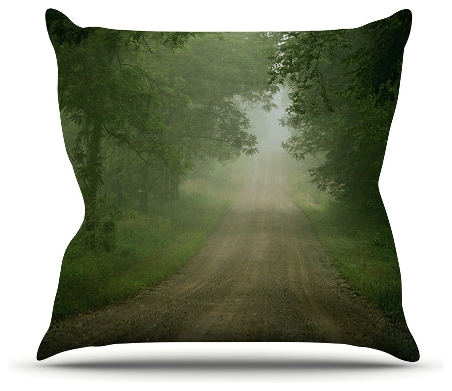 Angie Turner "Foggy Road" Forest Throw Pillow