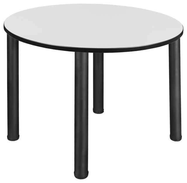 Regency Kee 48 in. Large Round Breakroom Table- White Top, Black Legs
