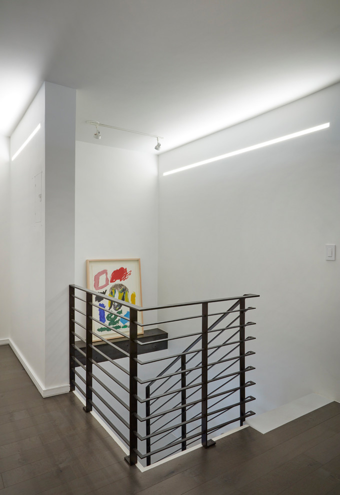 Gut Renovation | Hallway | Custom steel railing + stairway