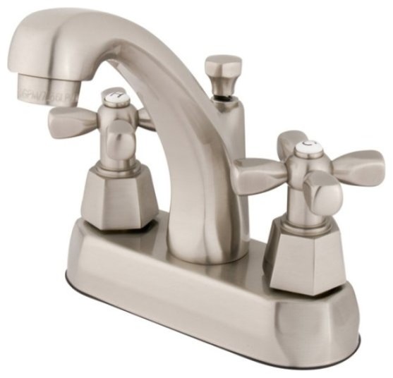 Two Handle 4" Centerset Lavatory Faucet with Brass Popup KS4611HX
