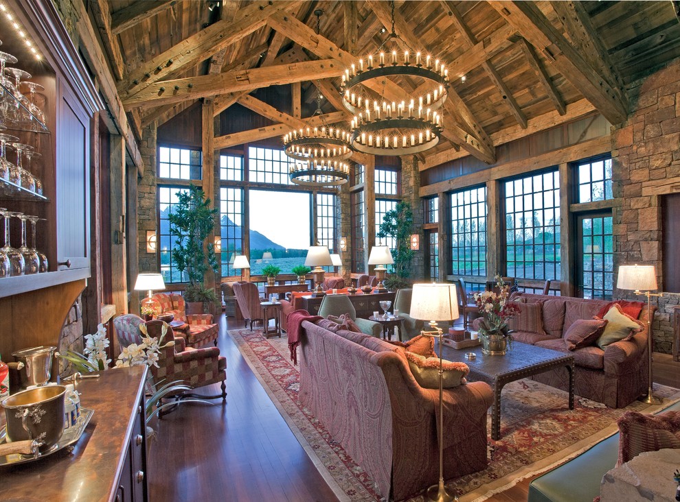 Inspiration for a country open concept family room in Other.