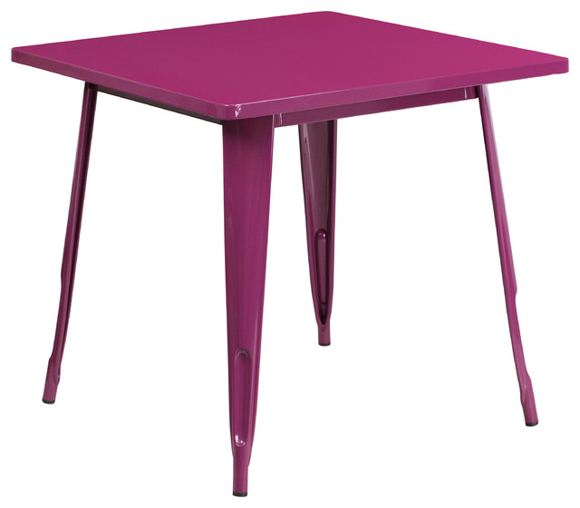 Flash Furniture 31.5" Square Metal Dining Table in Purple
