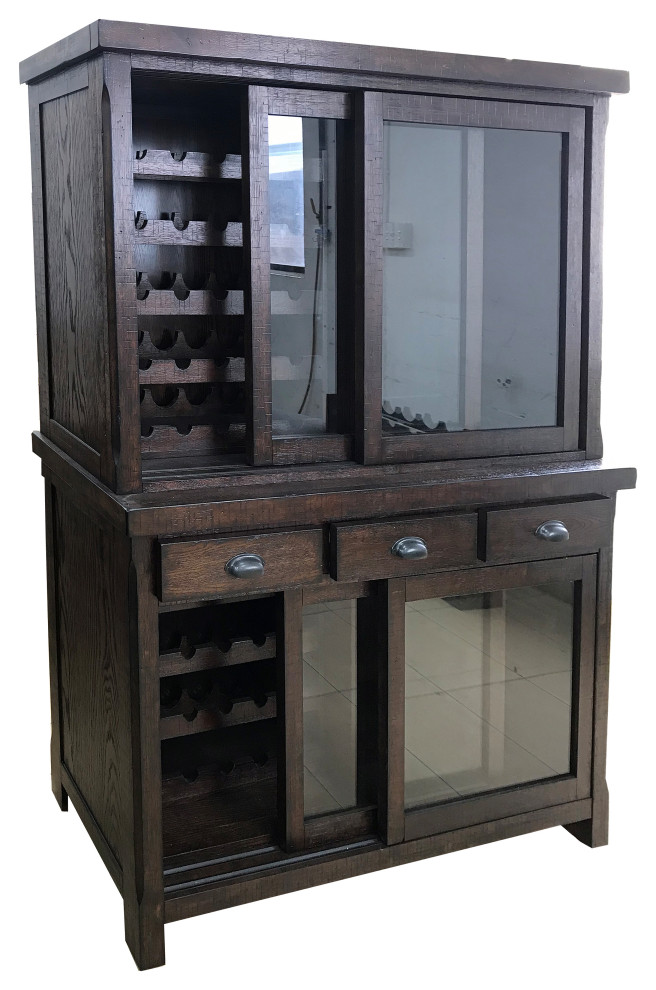 ECI Furniture Gettysburg China Wine Hutch, Dark Distressed Finish 1475