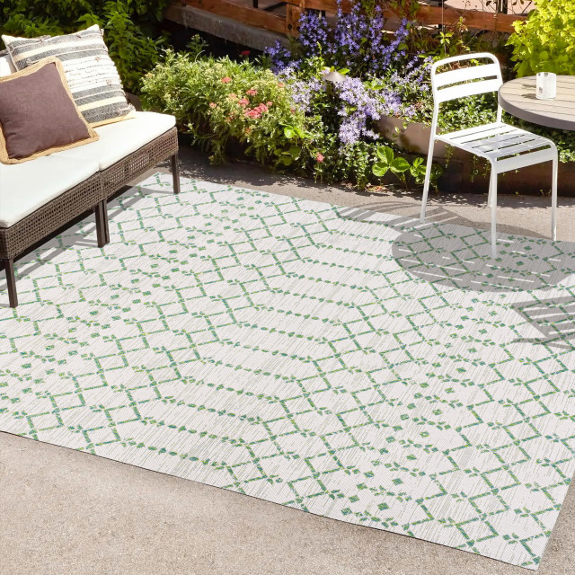Outdoor Arabic Rug Design Ourika Moroccan Geometric Indoor/Outdoor Rug, 4x6 - Scandinavian ...