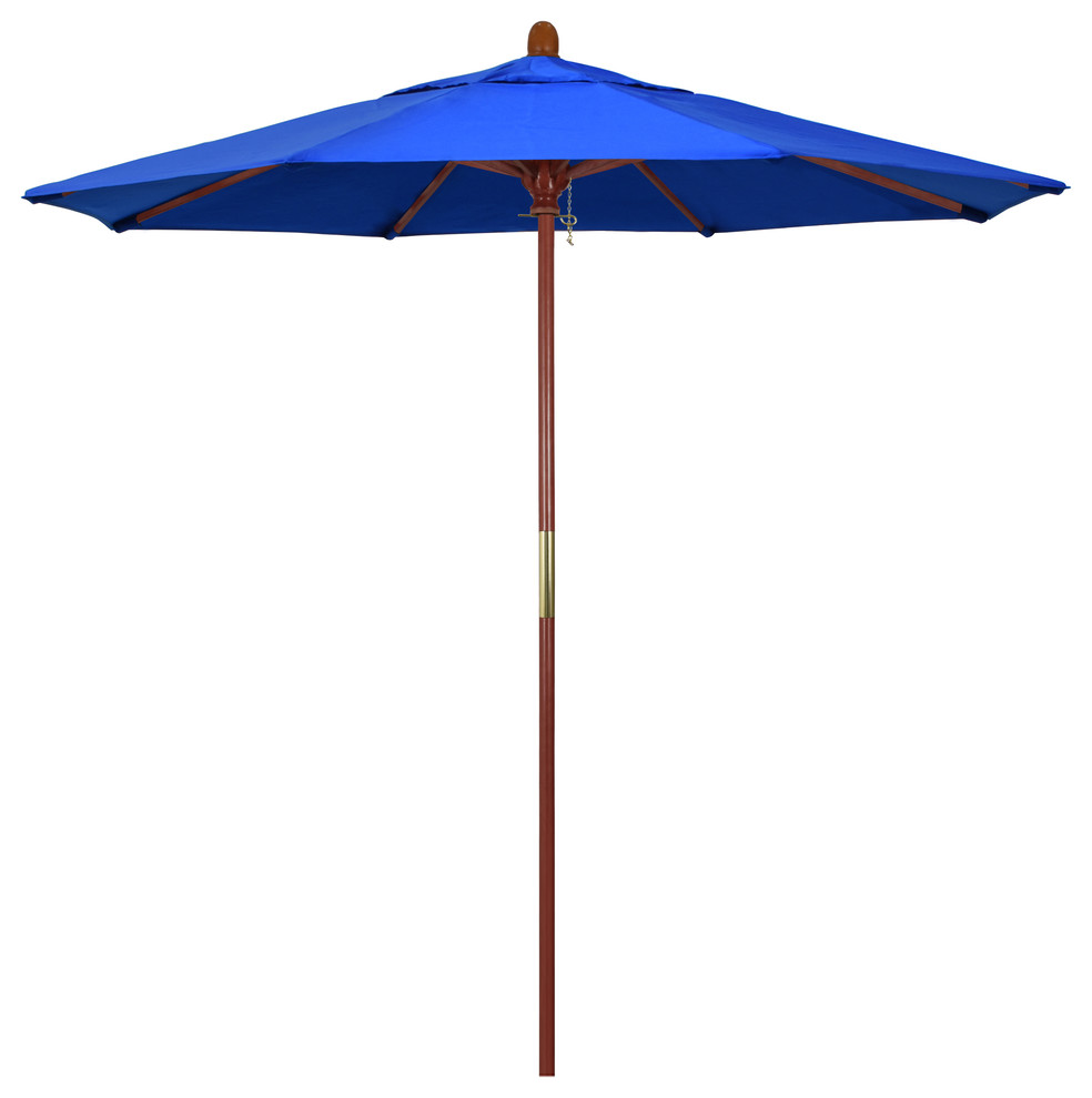 7.5' Wood Umbrella, Pacific Blue
