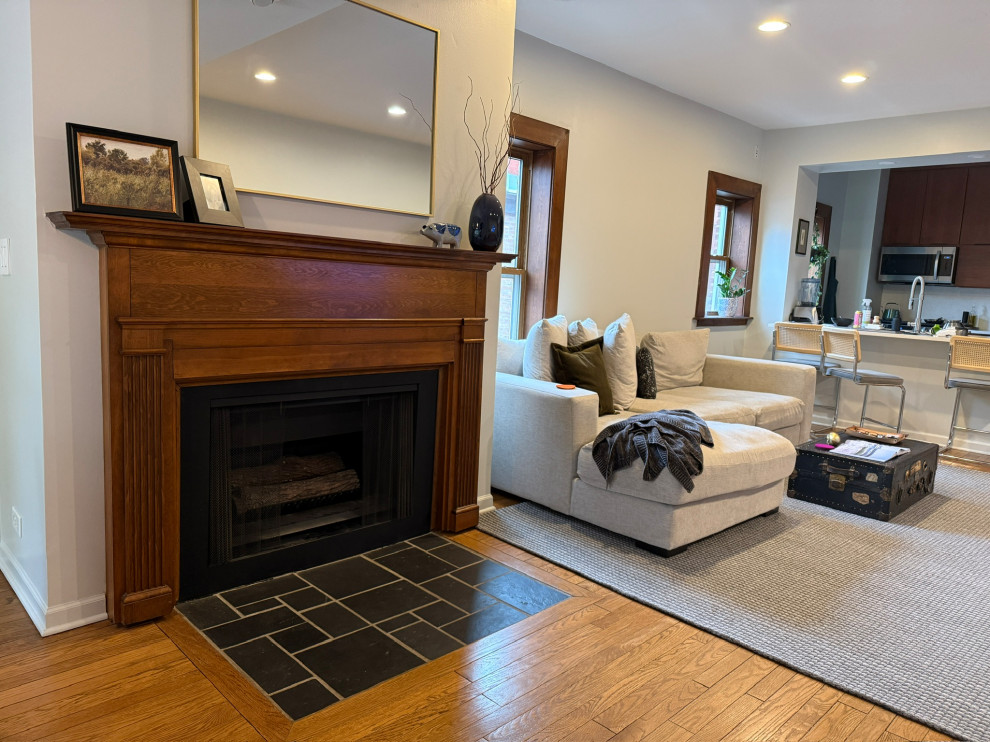 Before - Fireplace Landing Tile Replacement