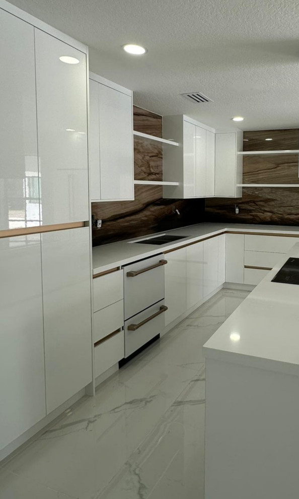 Example of a mid-sized minimalist kitchen design in Miami