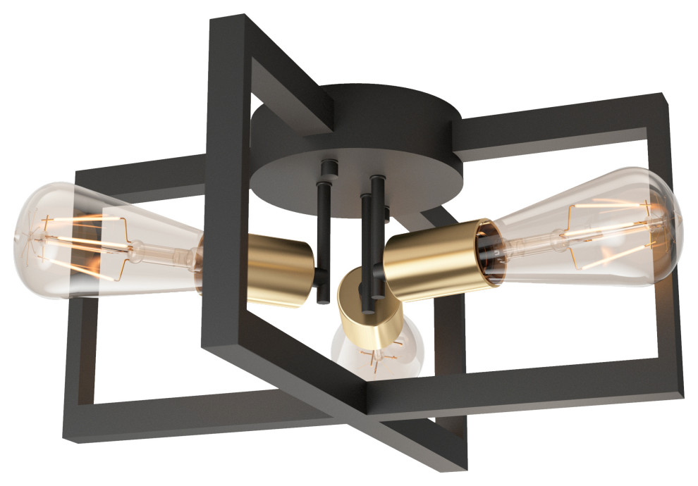 Artika Holt Modern MidCentury Semi Flush Mount Light Fixture Black and