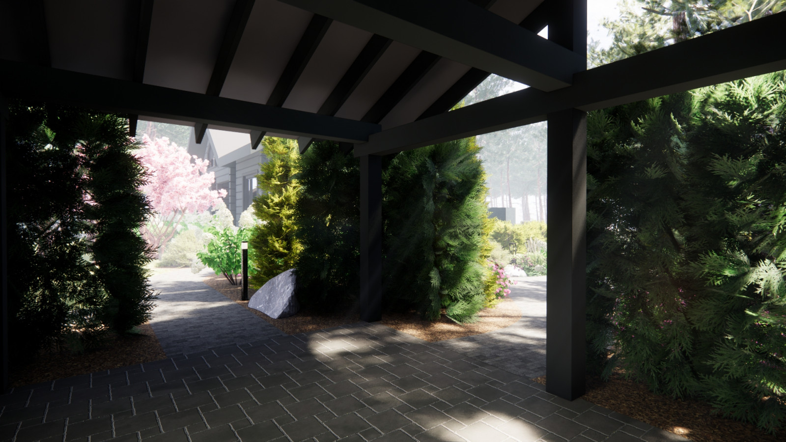 Проход из под навеса для машин