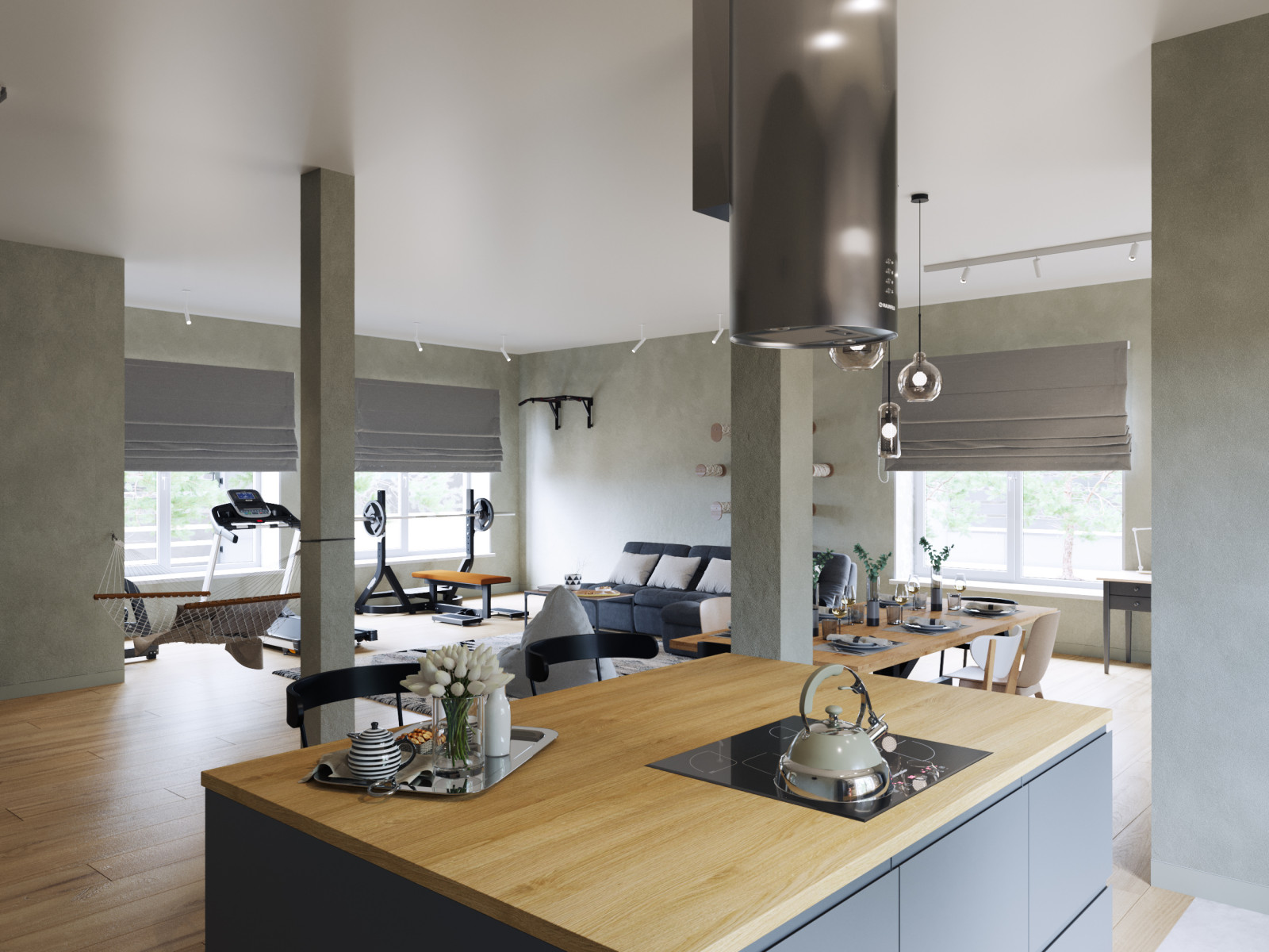 Дом в Орловской области (кухня-гостиная)