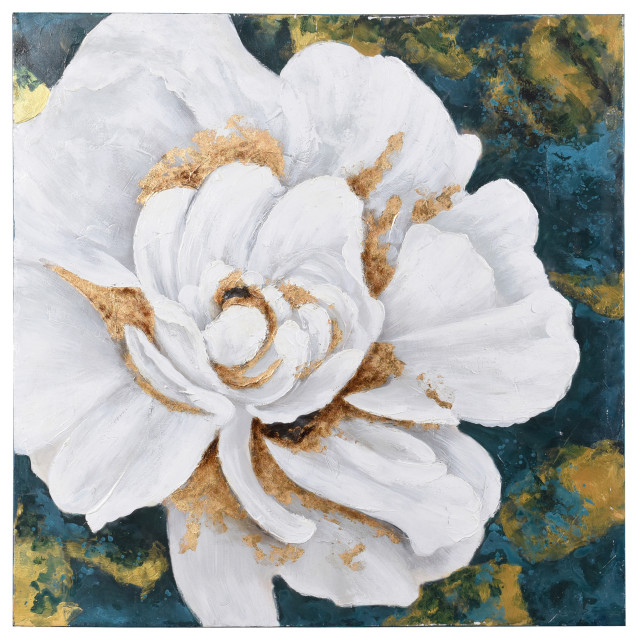 Camila Blossoming Gardenia Wall Art on Canvas and Framed Contemporary