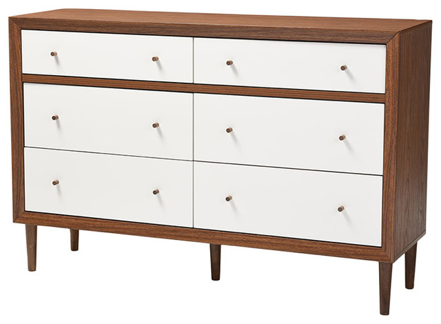 Harlow Wood 6 Drawer Storage Dresser Walnut Brown And White Harlow Wood 6 Drawer Storage Dresser Walnut Brown And White