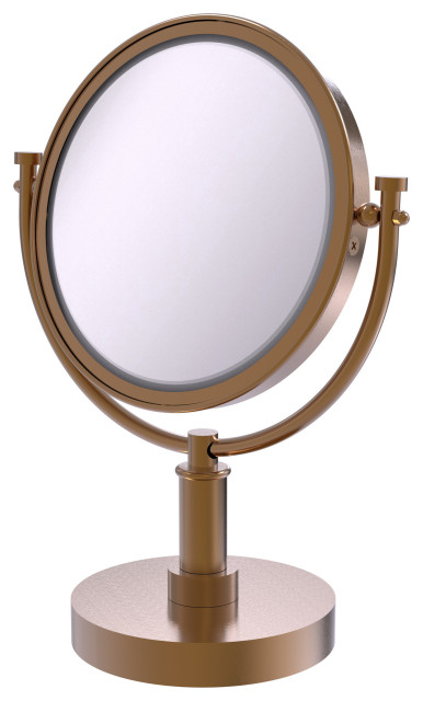 8" Vanity Make-Up Mirror, Brushed Bronze, 5x Magnification