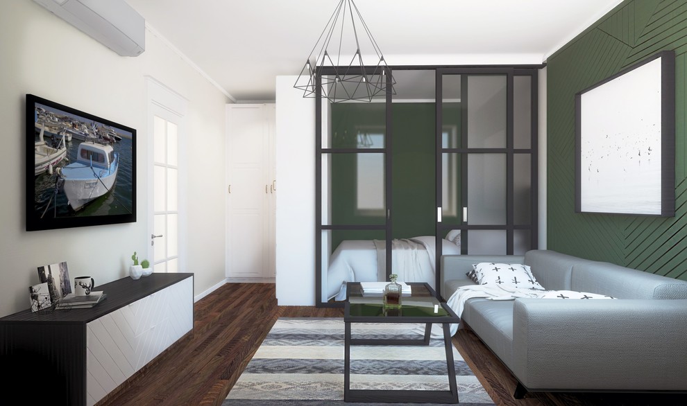 Двушка в однушке. Компактный и современный интерьер для семейной пары.