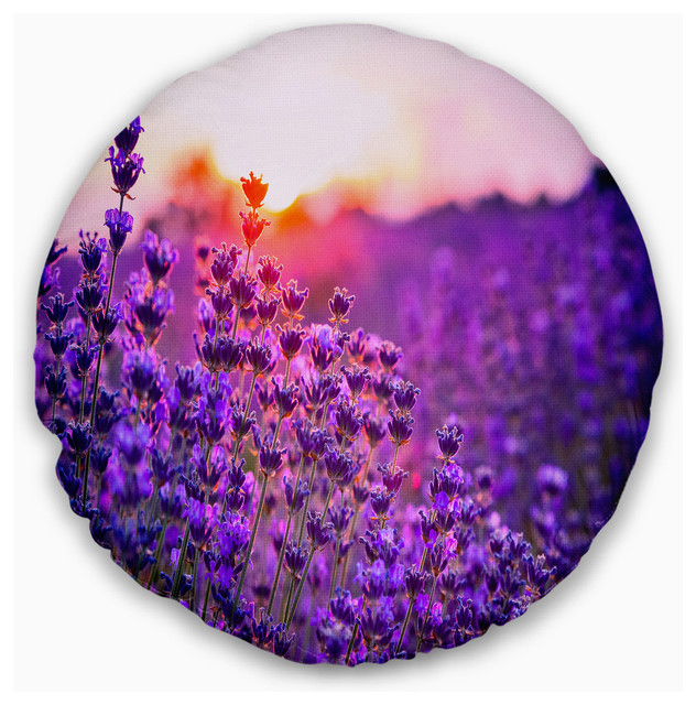 Designart CU12388-20-20-C Summer Sunset Over Lavender Field Floral Round Cushion Cover for Living Room Sofa Throw Pillow 20 Designart CU12388-20-20-C Summer Sunset Over Lavender Field Floral Round Cushion Cover for Living Room Sofa Throw Pillow 20