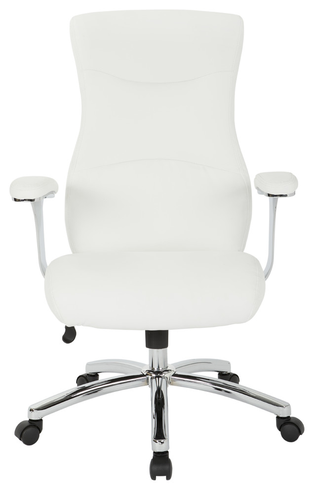 High Back Faux Leather Chair With Chrome Base Contemporary Office