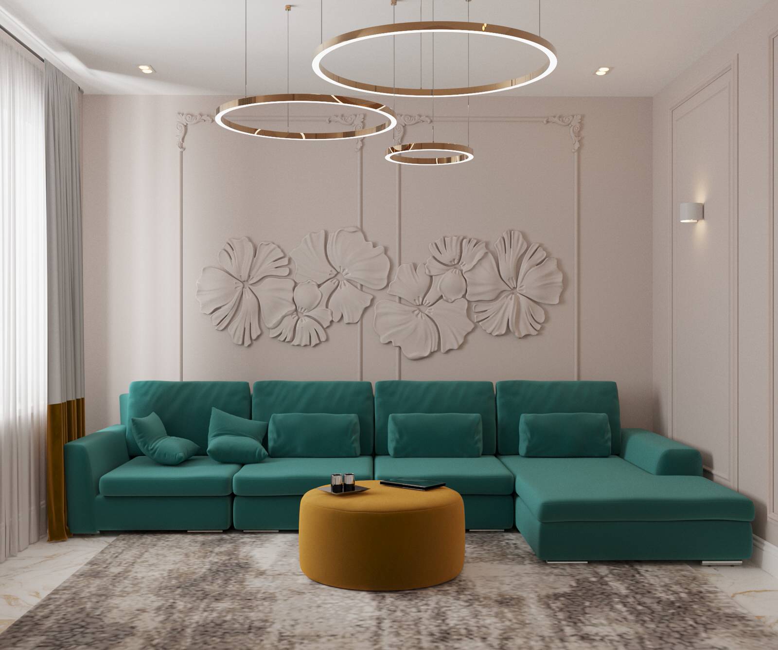 Гостиная с барельефом