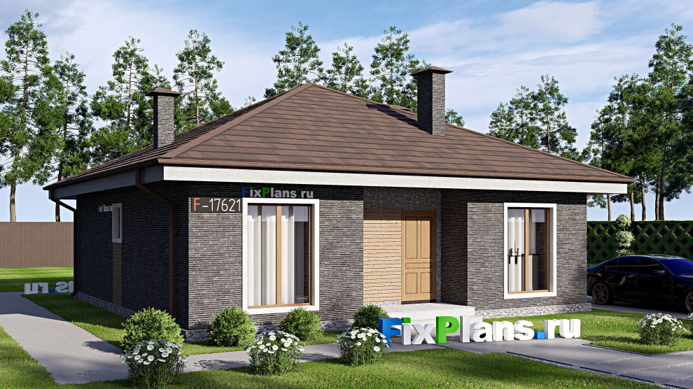 Проект одноэтажного дома 10х10м S76м2 F-17621