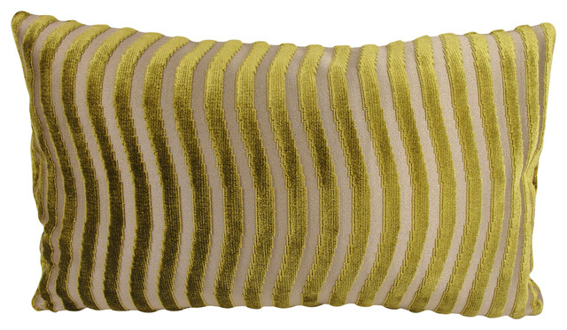 Olive Green Velvet Lumbar Throw Pillow With Feather Down Insert - Contemporary - Decorative ...