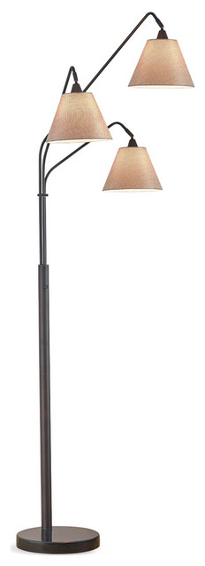 Midtown 3-Light Arch Floor Lamp, Dark Bronze/Brown