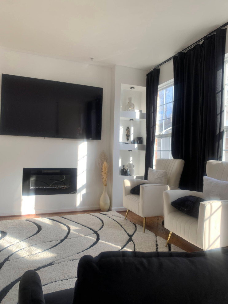 Modern black and white living room