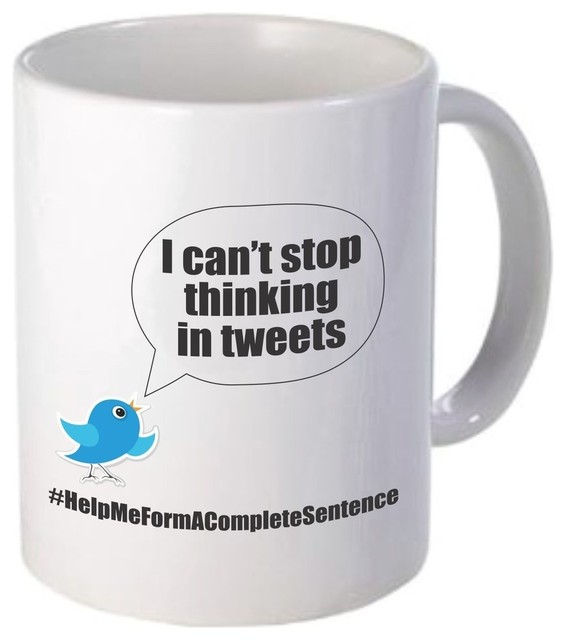 Tweet Complete Sentences, Colored Handle And Inside 11oz Mug