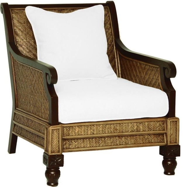 PADMAS PLANTATION TRINIDAD Arm Chair Colonial Herringbone Weave Woven Tropical Armchairs And
