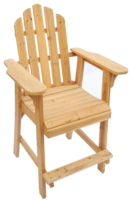 Balcony Tall, Counter High Adirondack Chair With Footrest, Natural Wood