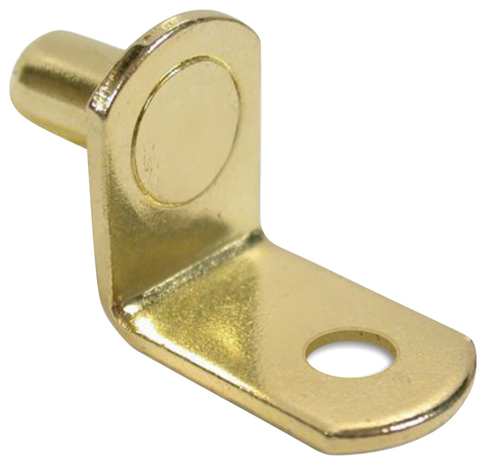 1/4" L-Shaped Shelf Support With Hole, Brass, 50 Pack