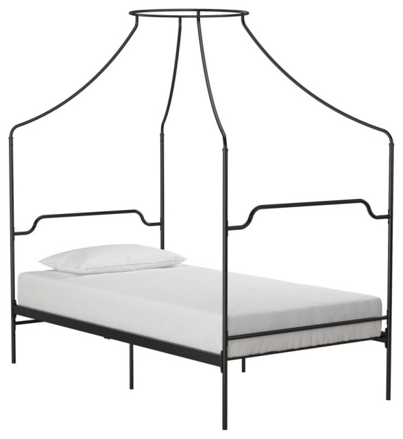 Camilla Metal Canopy Bed, Black, Twin