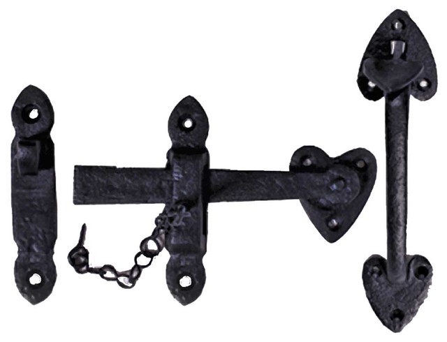 Suffolk Black Iron Door Latch Lock Heart Thumb Set 8 Rustic