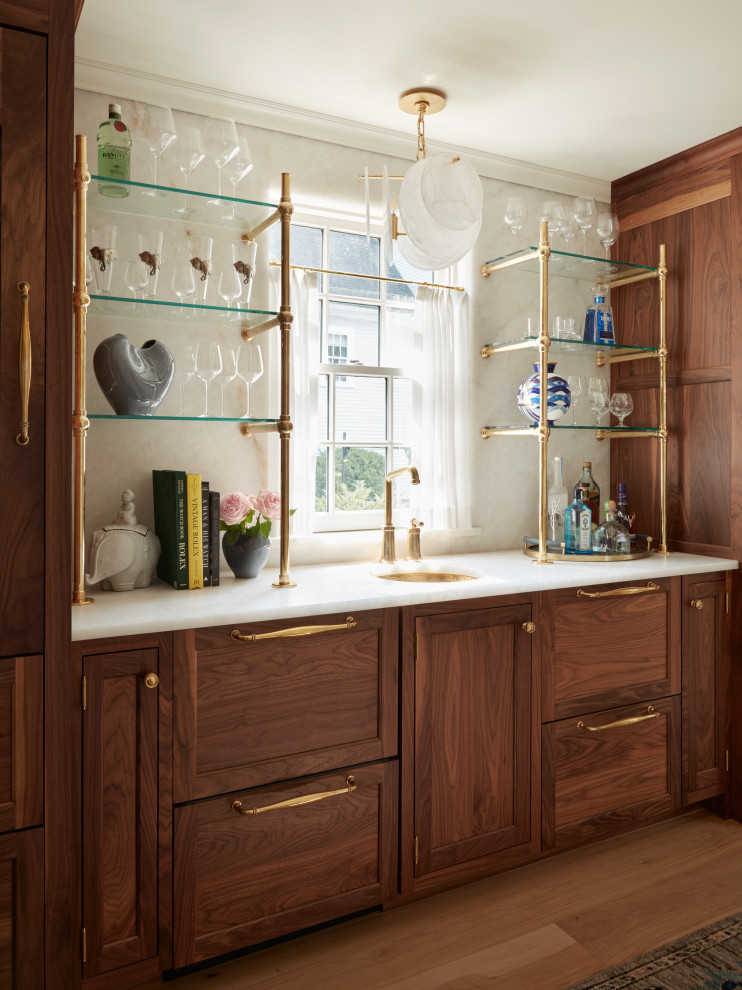 Elegant home bar photo in Boston
