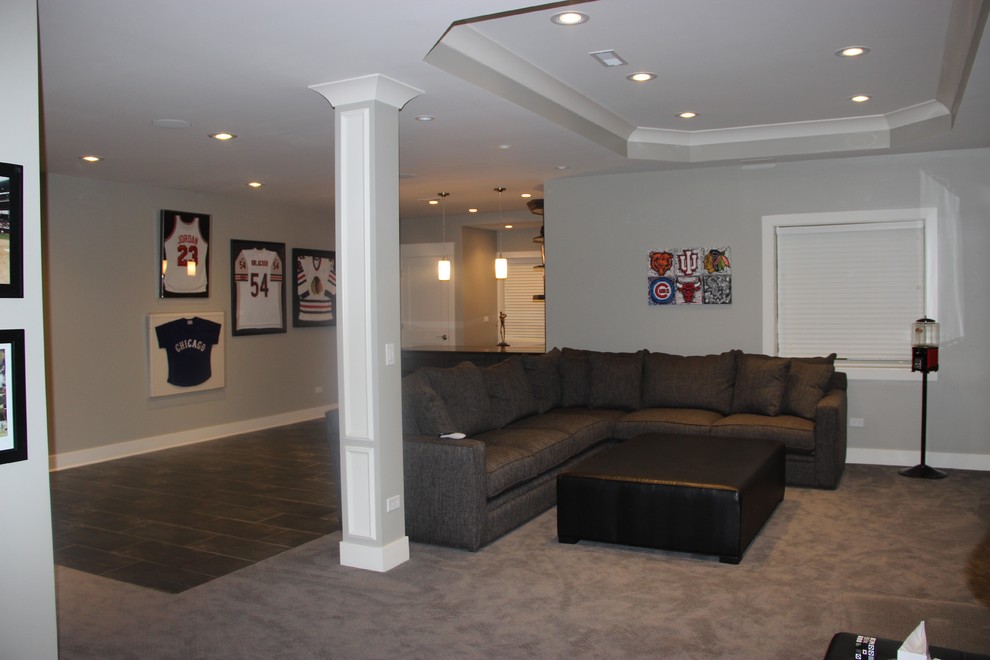 Basement - transitional basement idea in Chicago