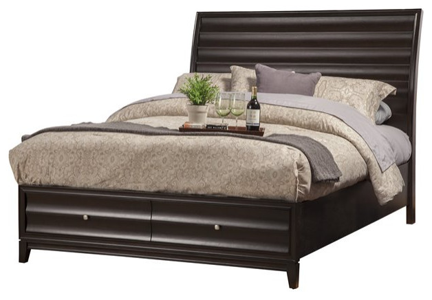 Alpine Furniture Legacy Queen Wood Panel Bed in Black Cherry