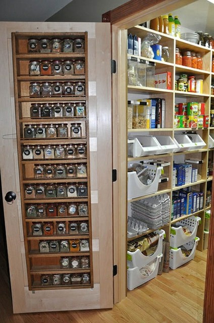 Small Pantry Space Organized Traditional Kitchen San