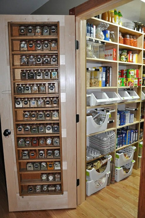 Photo of a small traditional kitchen pantry in San Francisco with medium wood cabinets and bamboo floors.
