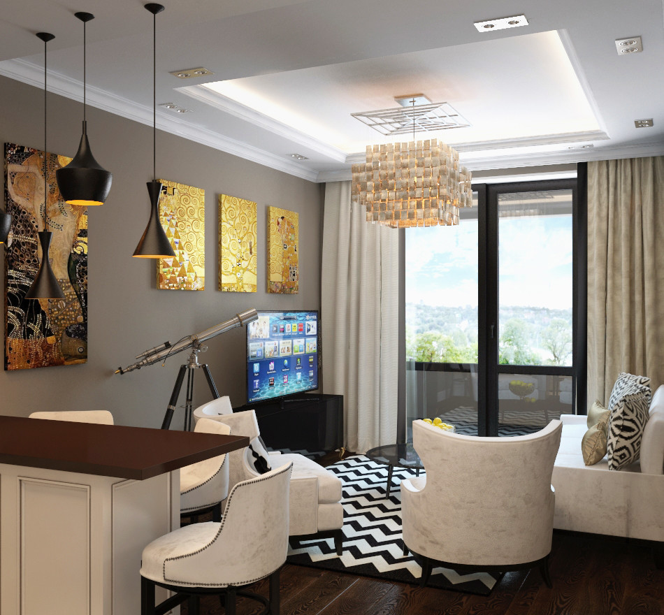 Monochrome +gold  -  apartment with 1 bedroom