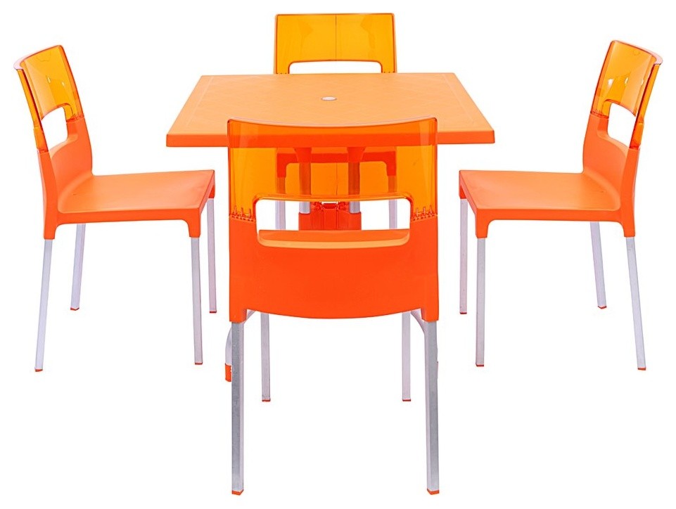 5-Piece Square Lyra Table With 4 Cantor Chairs Set ... 5-Piece Square Lyra Table With 4 Cantor Chairs Set ... on Safavieh Arvin Outdoor Modern Foldable 5 Piece Living Set id=27731
