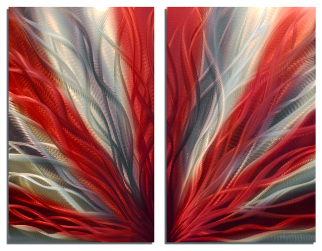 "Radiance Red 31" Metal Wall Art by Miles Shay, 2-Piece Set