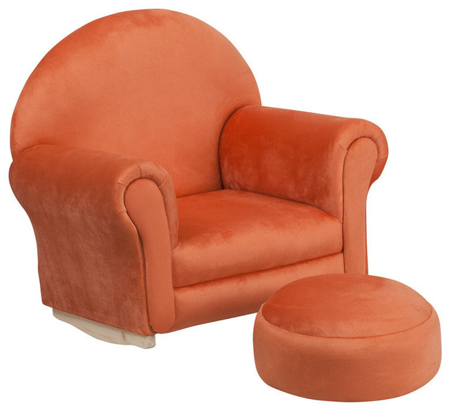 Flash Furniture Kids Orange Microfiber Rocker Chair And Footrest