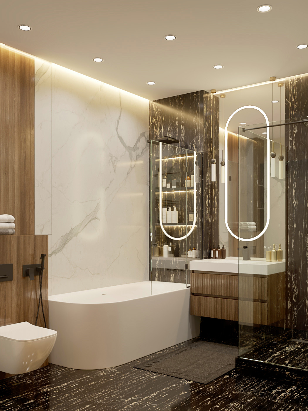 Современная городская квартира с панорамным остеклением в стиле ар-деко