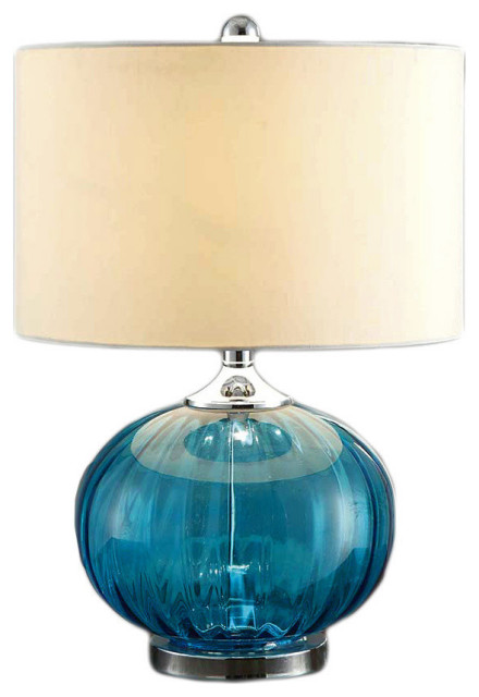 Newport 1 Light Table Lamp In Blue And Nickel Contemporary Nightstands And Bedside Tables By Crestview Collection