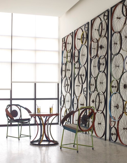 Bicycle Panels, Lounge Chairs and Occasional Table