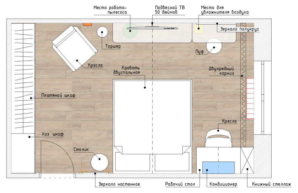 Спальня-гостиная для девушки