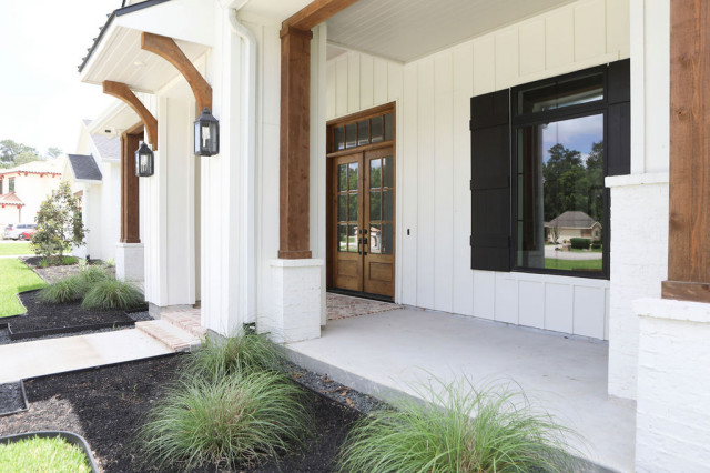 Painted Brick and Board and Batten Modern Farmhouse - Country - House ...