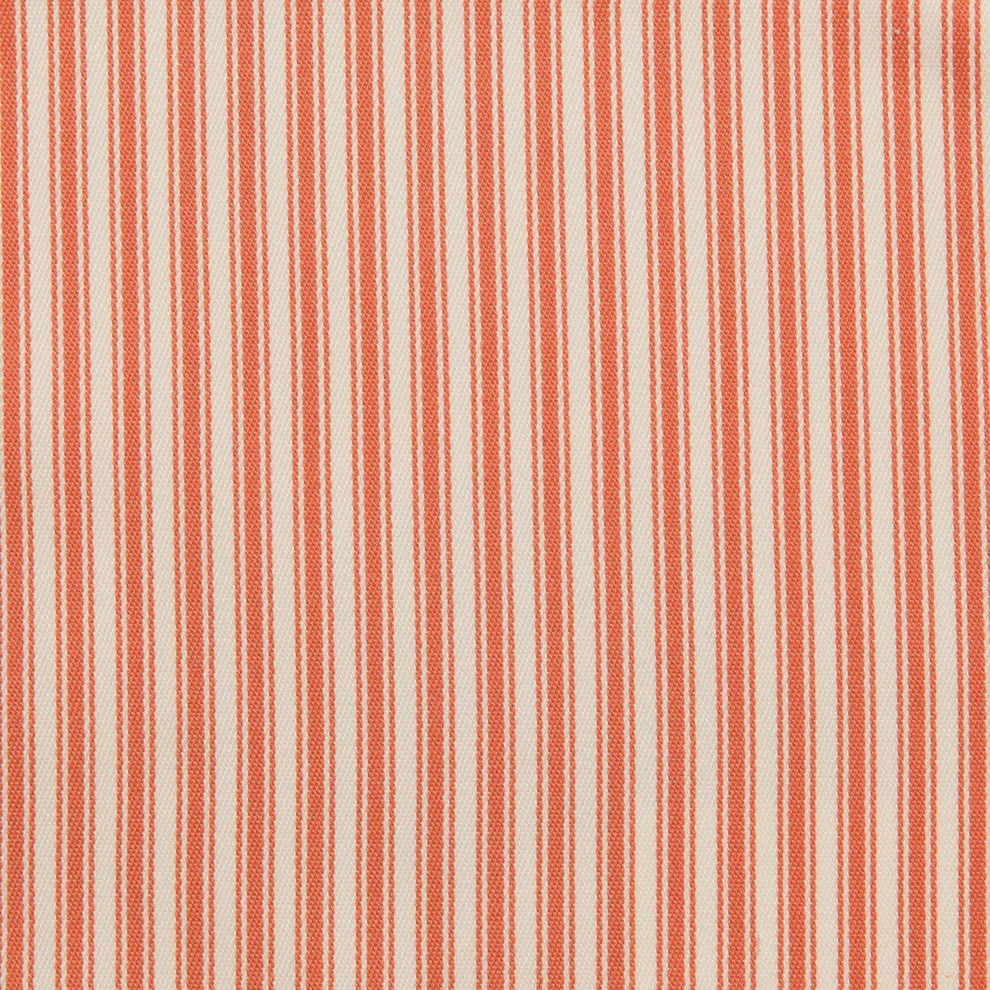 Coral Orange White Stripe Woven Outdoor Performance Upholstery Fabric