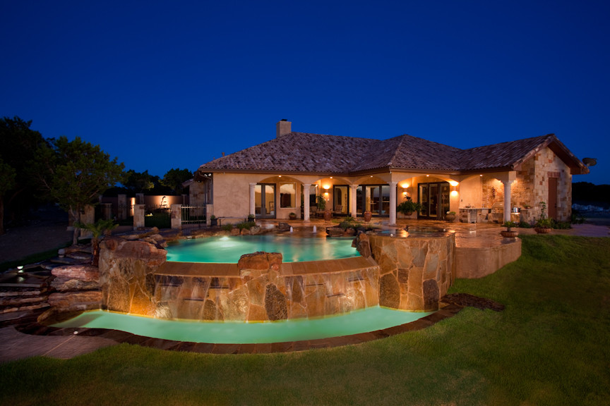 This is an example of an eclectic pool in Austin.